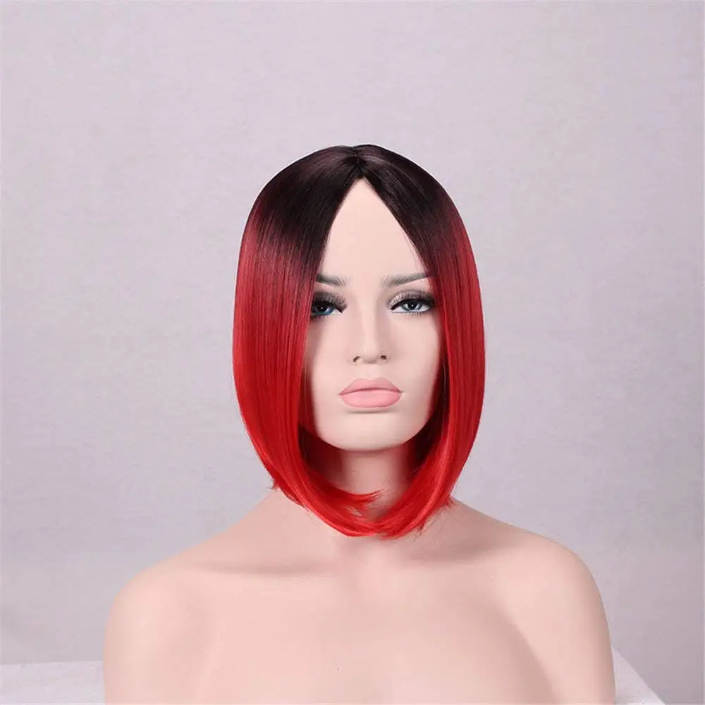 red bob wig no bangs