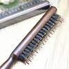Natural Bristle Anti-static Roller Brush Wood Handle Personalized Makeup Combs