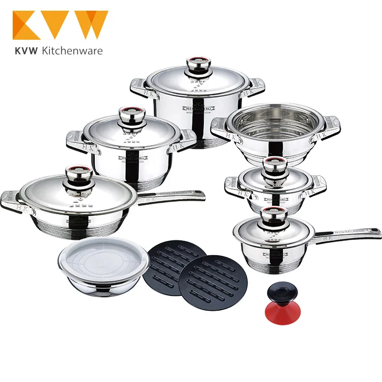 Nonstick Kitchen Cookware Set, 16PCS Stainless Steel Cooking Pots