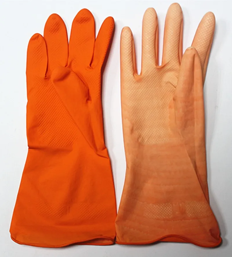 orange latex gloves