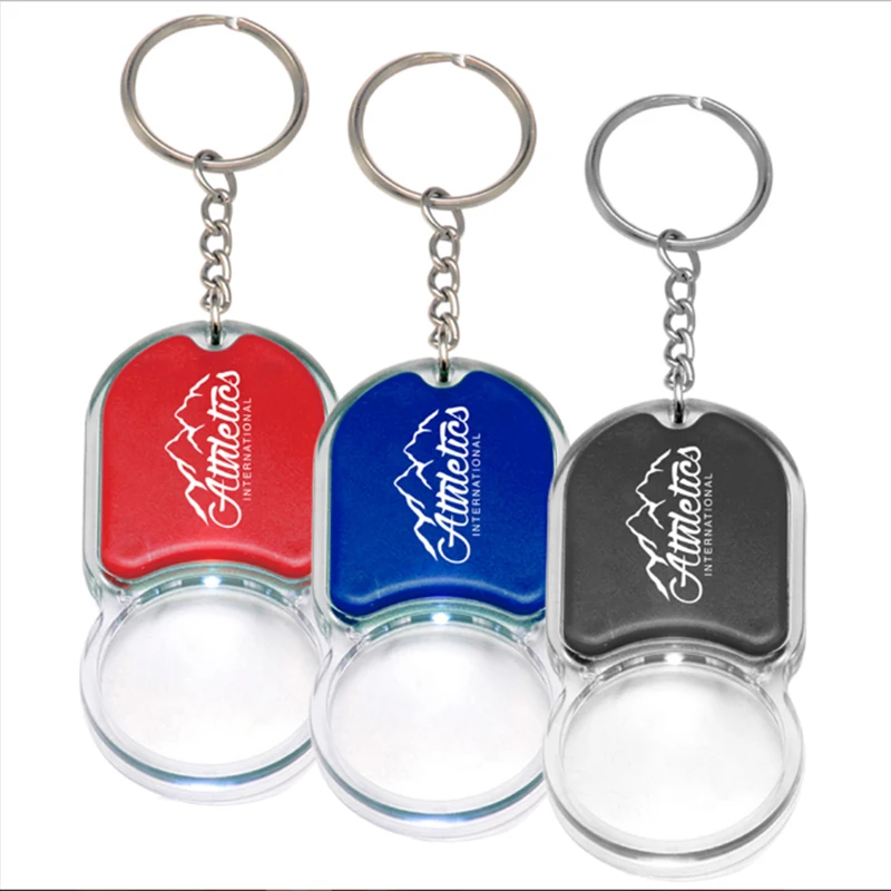 Promotional Folding Illuminated Mini Magnifier Keychain,Led Flashlight
