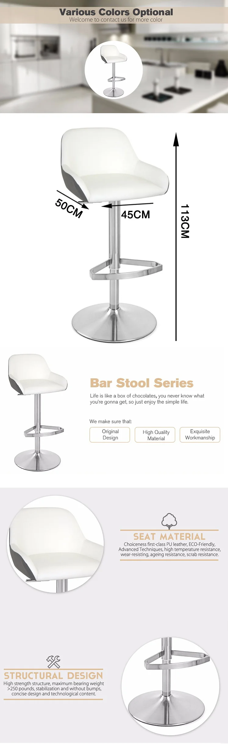 Foshan Furniture Supplier High Quality Modern Kitchen Pu Seat Bar Stool Buy Kursi Bar Tinggi Kursi