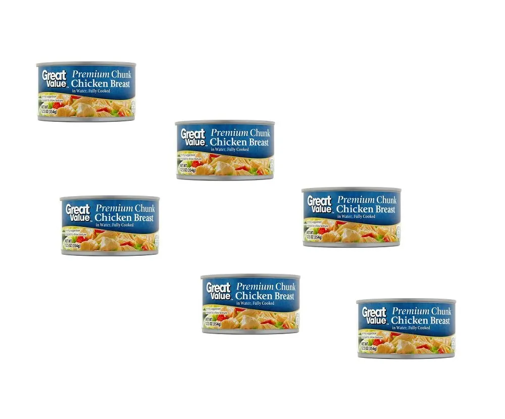 Great Value Premium Chunk Chicken Breast in Water, 12.5 oz (Pack of 6)