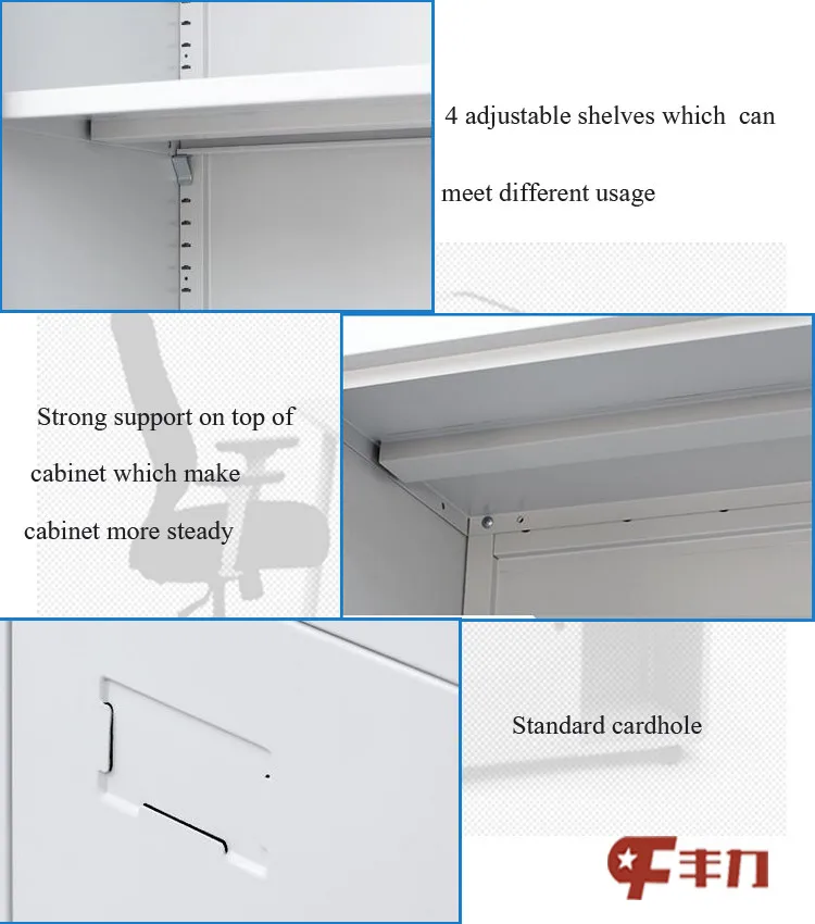 Wholesale Office Filing Cabinet 2 Swing Door Steel Cupboard with 4 Shelves