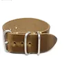 brown chrome leather nato watch strap 20mm