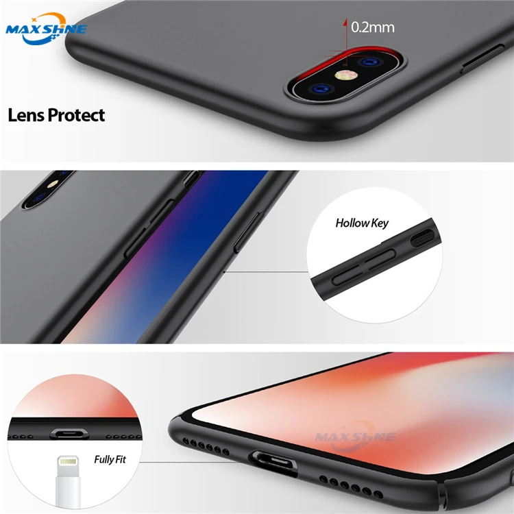 MaxShine Oem ultraslim pc case for iphone x xr xs max case hard pc black mobile cover bulk