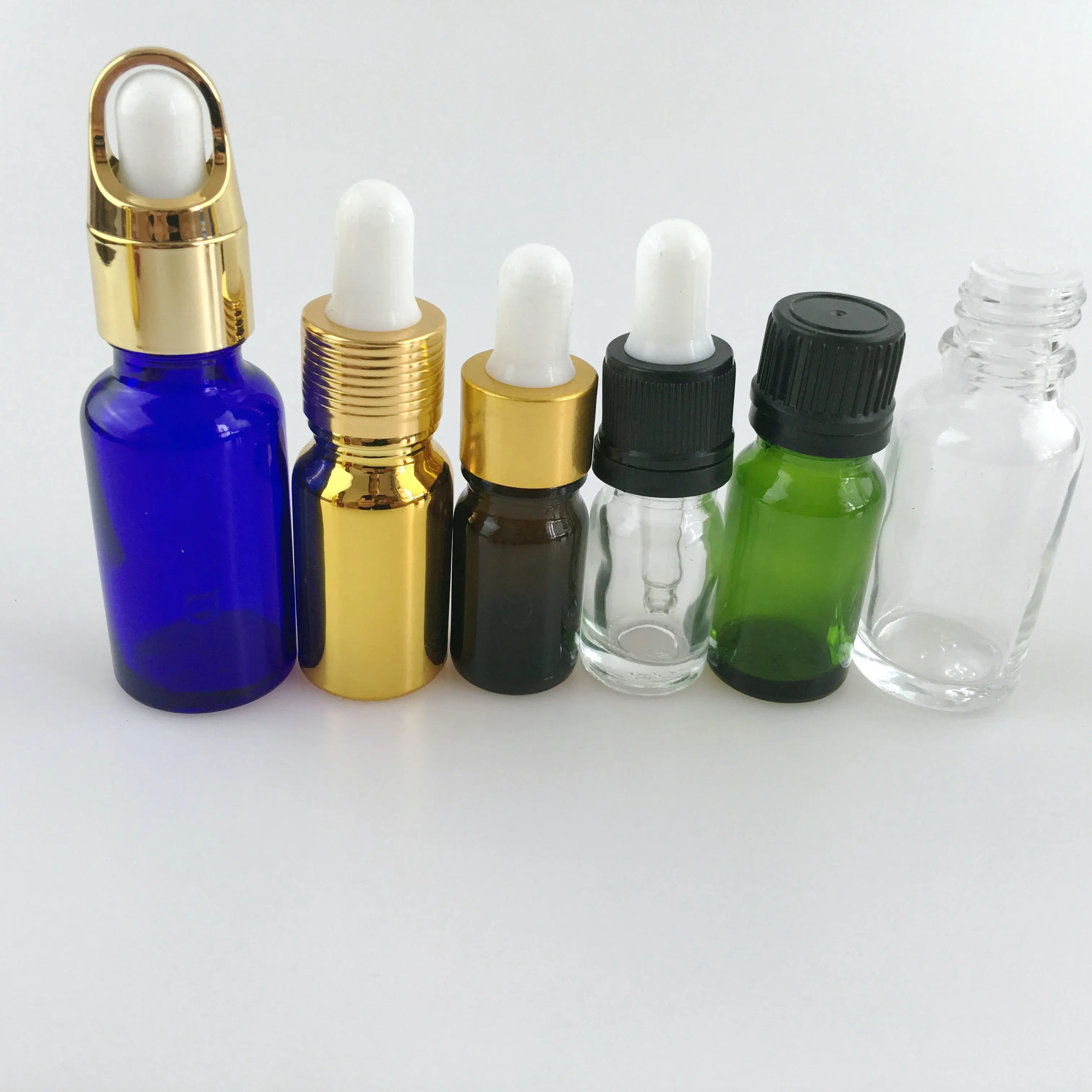 30ml Gold Plating Glass Dropper Bottles With Different Color Aluminum
