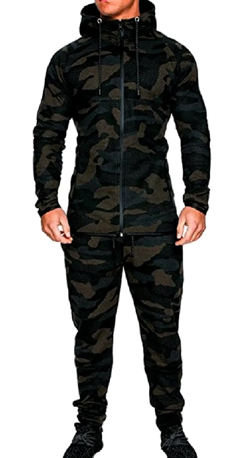 Zantt Mens 2 Pieces Zipper Plus Size Jacket and Pants Sweatsuit Outfit Set