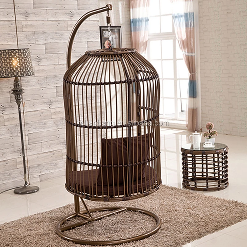 Outdoor Bird Cage Design Garden Patio Furniture Rattan Hanging Swing
