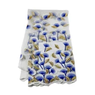 Water soluble net swiss voile high quality with crystal white heavy beaded pearl tulle lace fabric