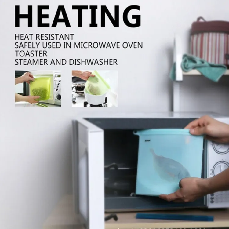 Food Grade Useful 1000ML Silicone Food Storage Bag, Reusable Food Storage Bag