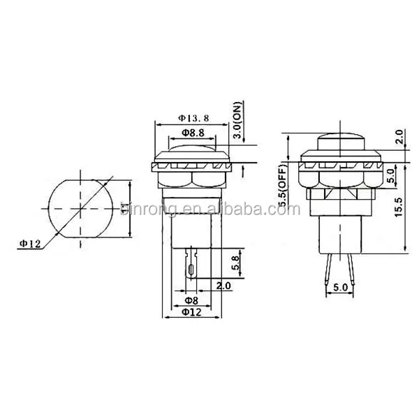 Factory R13 502 12mm Momentary reset push Alibaba