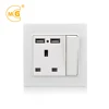 UK plug 13A socket dual usb pc light switch