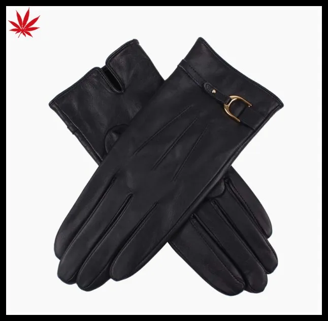 High quality cheap winter women kidskin leather gloves with leather belt