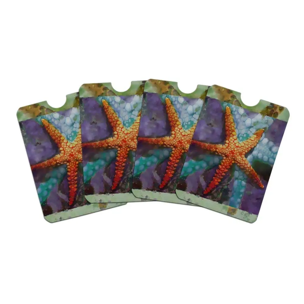 Starfish Watercolor Tropical Ocean Beach Credit Card RFID Blocker Holder Protector Wallet Purse Sleeves Set of 4
