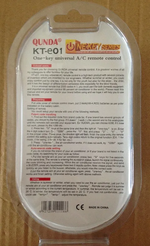 China Factory High Quality A/C Split AC Control Universal Air Conditioner Good Quality Low Price AC Remote Controllers