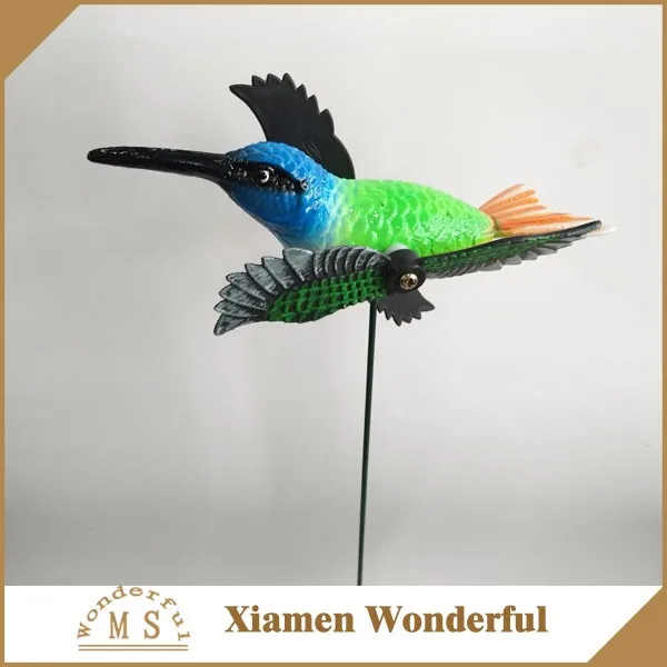 plastic Hummingbird garden stakes ornaments with metal stick outdoor decoration or customized new design for garden decoration