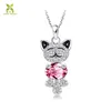 Cute smile pave setting crystal cat pendant necklace jewelry