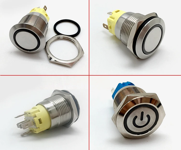 16mm Stainless Steel Push Button Switch With Led Illuminated For
