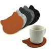 5 Pieces Different Colors Cat Head Felt Fabric Drink Cup Coasters