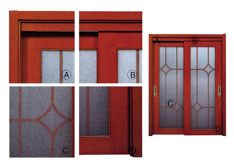 Hot!Hot Sale! Double Leaf Wood Glass Entry Patio Door Sliding Opening Door Exterior Double Doors