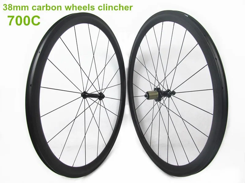 20.5mm width 38mm clincher carbon bicycle wheels with carbon hub