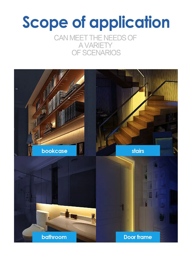 2835smd 5050 smd strip 5v bed led motion sensor led strip light with 3m tape installation