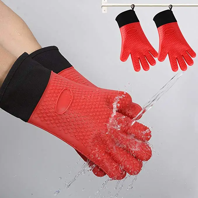 Best Kitchen Nonslip Silicone Rubber Cooking Gloves Oven Mitt Grill