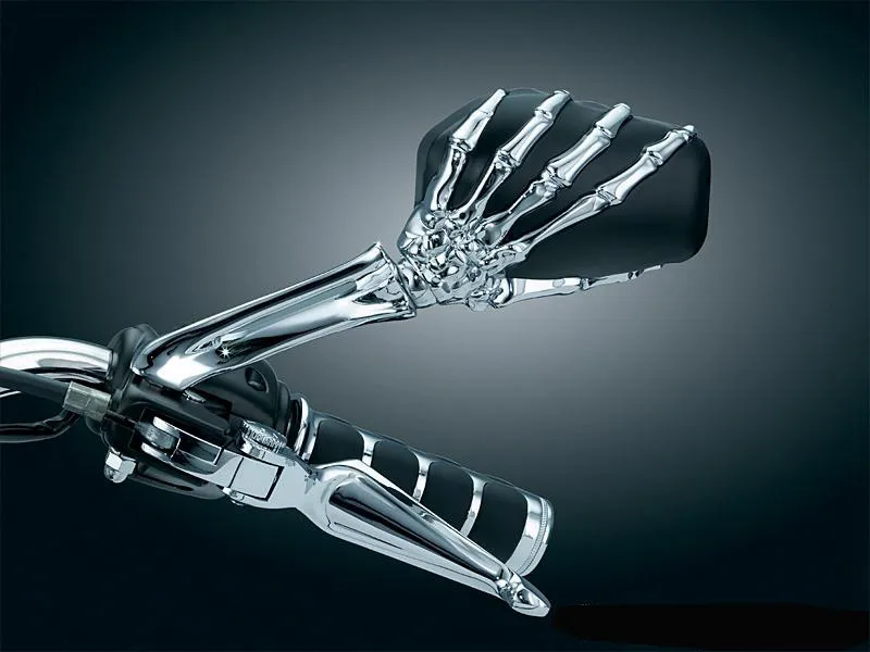 2x Black Heavy Skeleton Skull Hand Claw Motorcycle Mirrors 10mm For Honda Suzuki 
