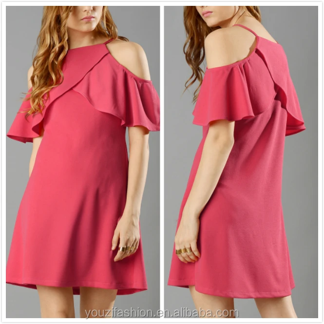 Best Selling High Quality One Piece Dress Coral Red Cold Shoulder Solid A Line Dress Buy One Piece Dresses A Line Dresse Cold Shoulder Dresses Product On Alibaba Com