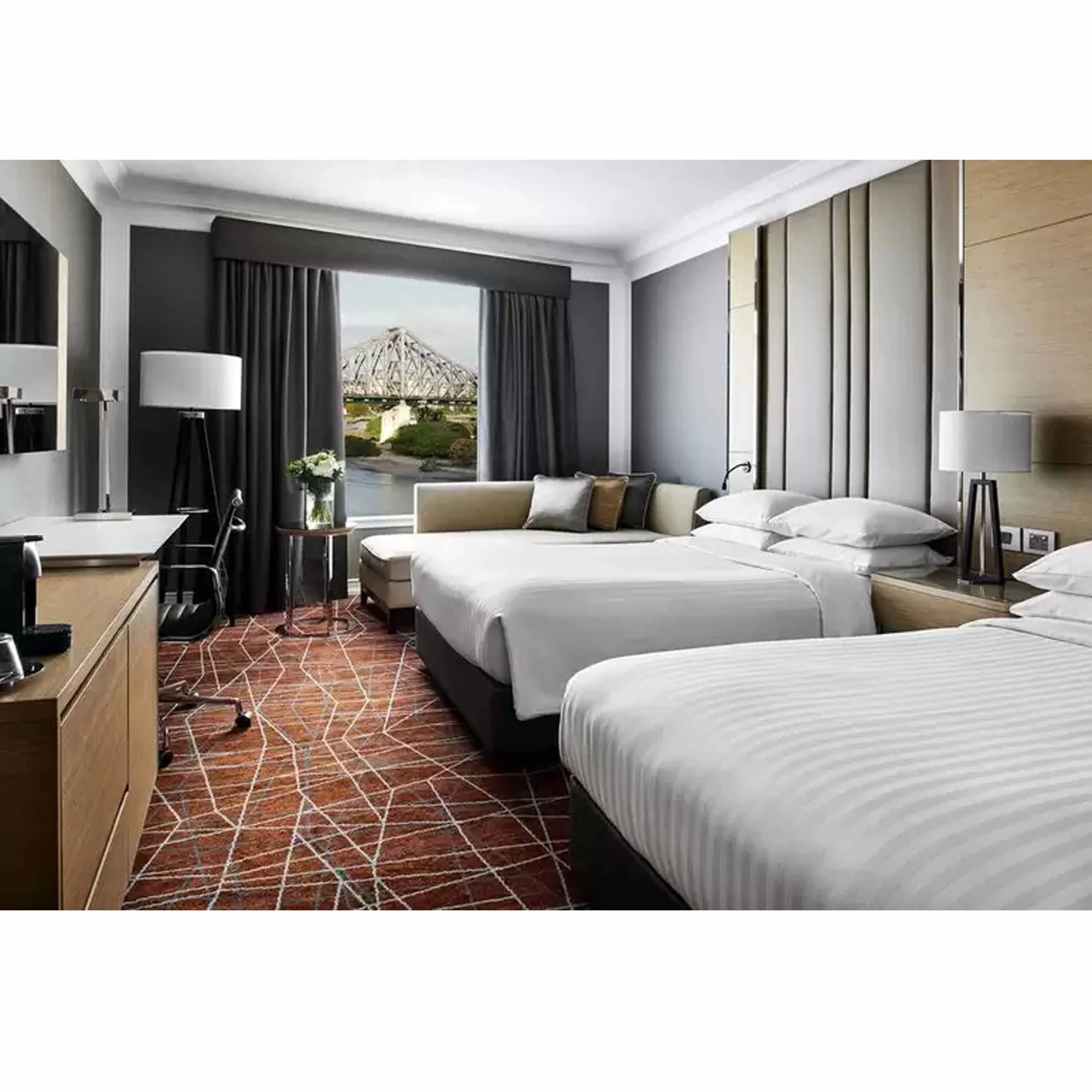 
contemporary hotel furniture 5 star Marriott hotel bedroom loose furniture and mill work custom made design 