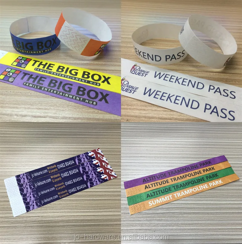 Customized Printing Tyvek Paper Wristbands/kids Paper Wristbands Jotw