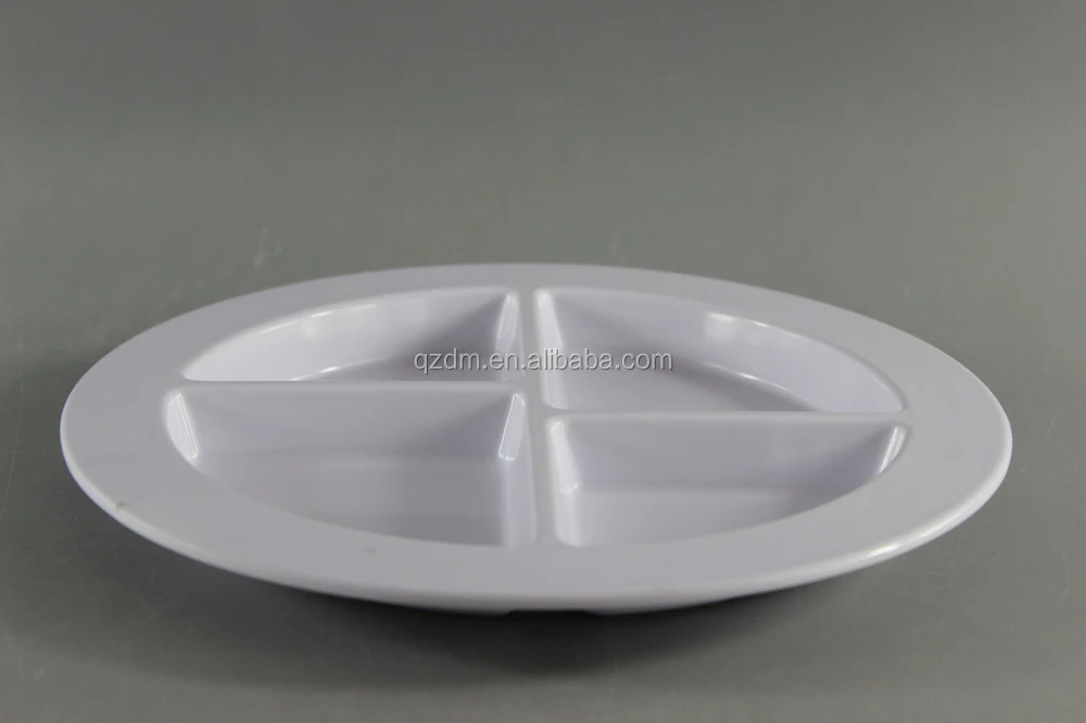 White Melamine Plastic 4 Section Plate For Daily Use