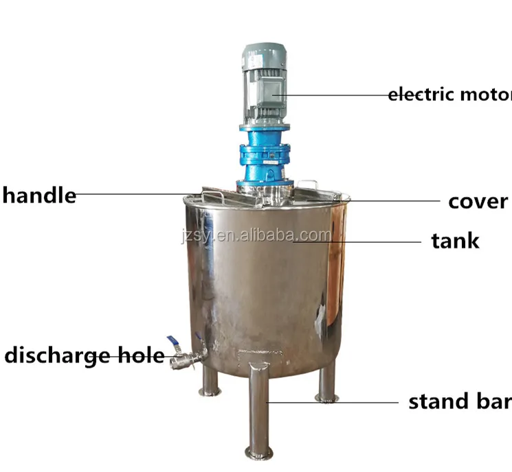 500L electric heated stainless steel stirred tank/ jacketed dishwashing liquid mixing processing equipment