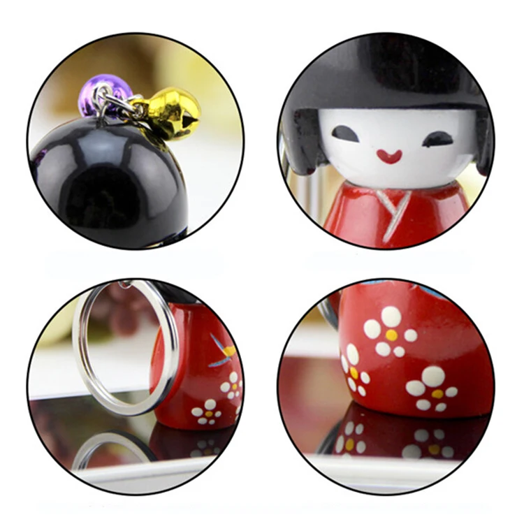 Fq Brand Wholesale Custom Wood 3d Wooden Japanese Doll Keychain Buy