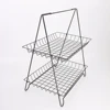 550-72 household 2 tier desk iron wire magazine file holder with handle