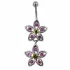 High quality Medical Steel Crystal Rhinestone Belly Button Ring Dangle Navel Body Jewelry Piercings