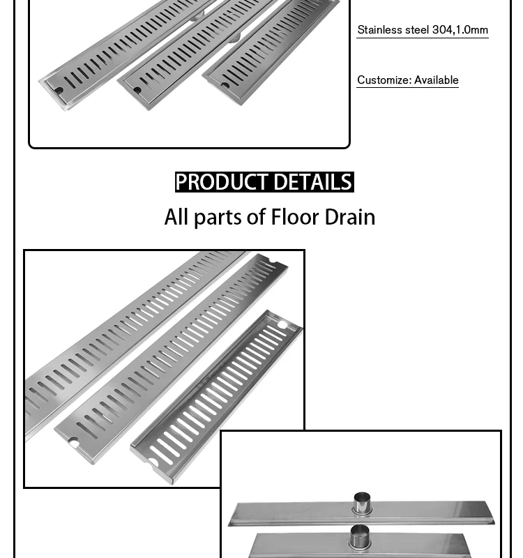 Heavy Duty Kitchen Stainless Steel Floor Drain Grate And Vertical Outlet