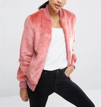 faux mink bomber jacket