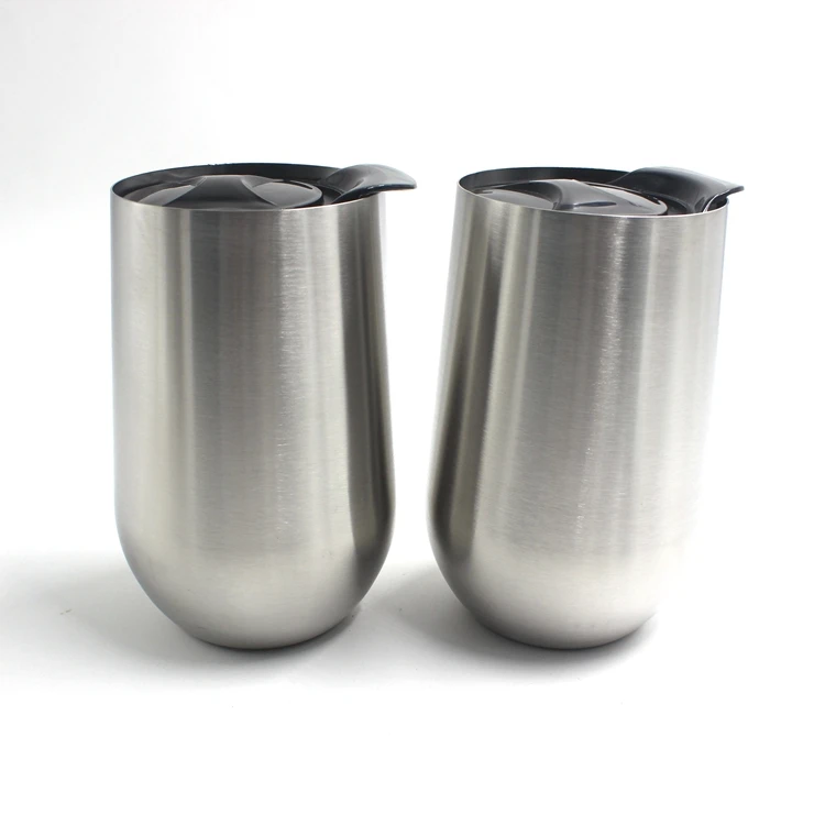 Double Wall Stainless Steel Stemless Wine Glass With Clear Plastic Lid Buy Wine Glass,Stainlee