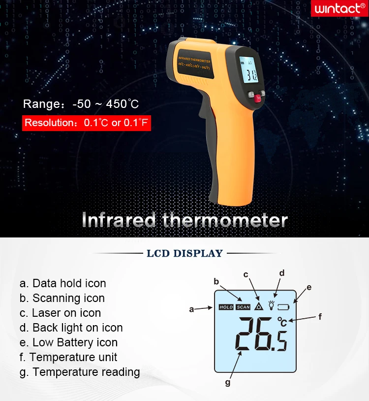 gm300 hot water cooking grill dual laser digital electronic infrared thermometer industrial