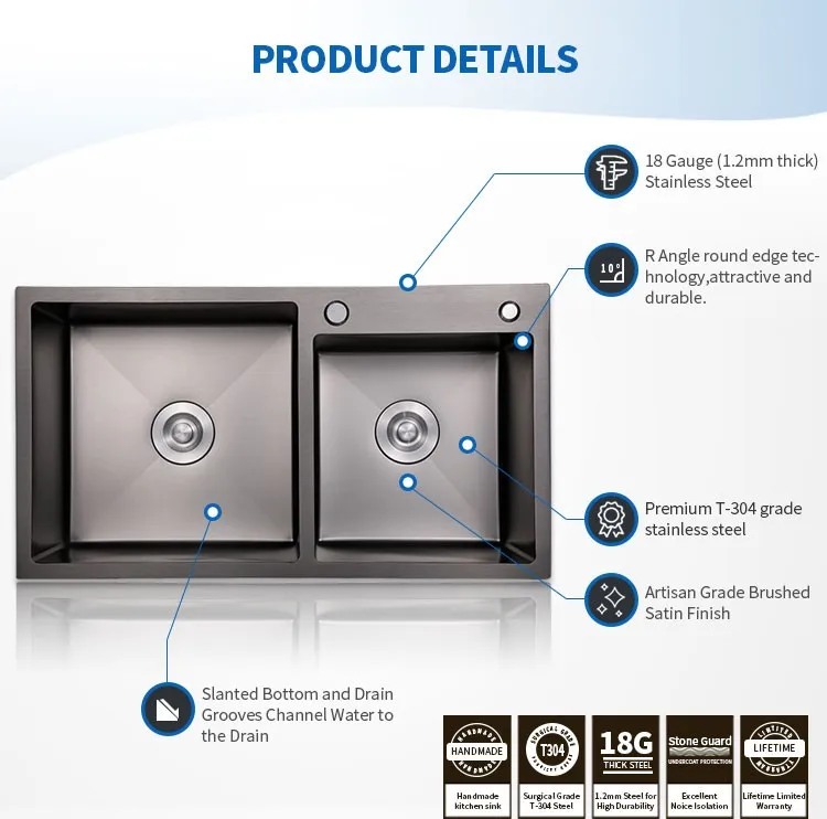 Stainless Steel Double Bowl Sound Deadening Pads Kitchen Sink Buy