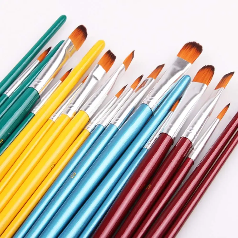 Mustwell 5Pcs Paint Brushes Set Nylon Hair Painting Brush Variety Style Short Rod Oil wood Brush Watercolor Pen Art Supplies