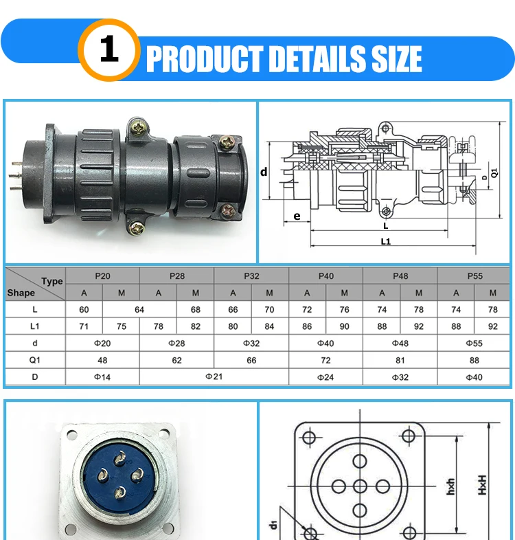 Round Electrical connections p type connector 