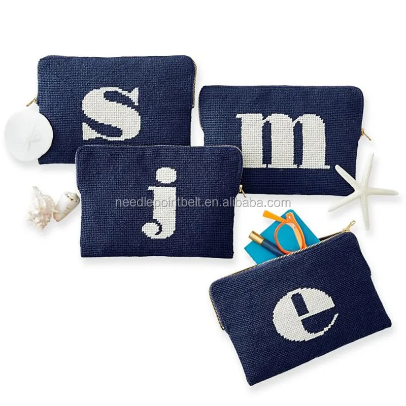 Ashley Handicrafts Needlepoint Initial Zip Clutch.jpg