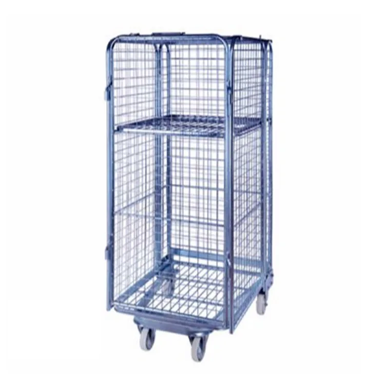 Folding Industrial Metal Container Storage Cage With 4 Wheels Buy