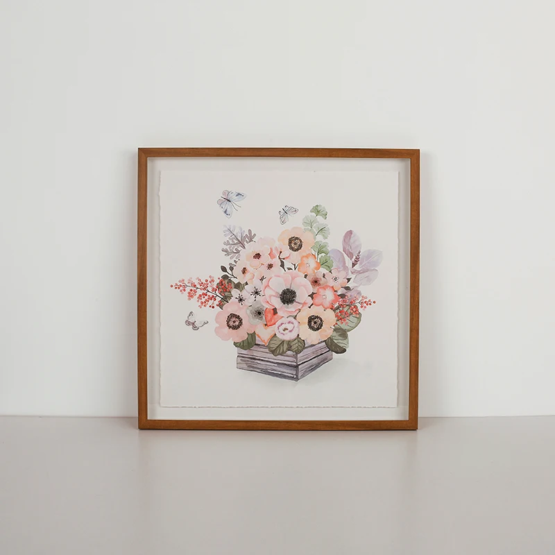 יפה פרחים בצבעי מים ציור קיר 3D אמנות מסגרת
