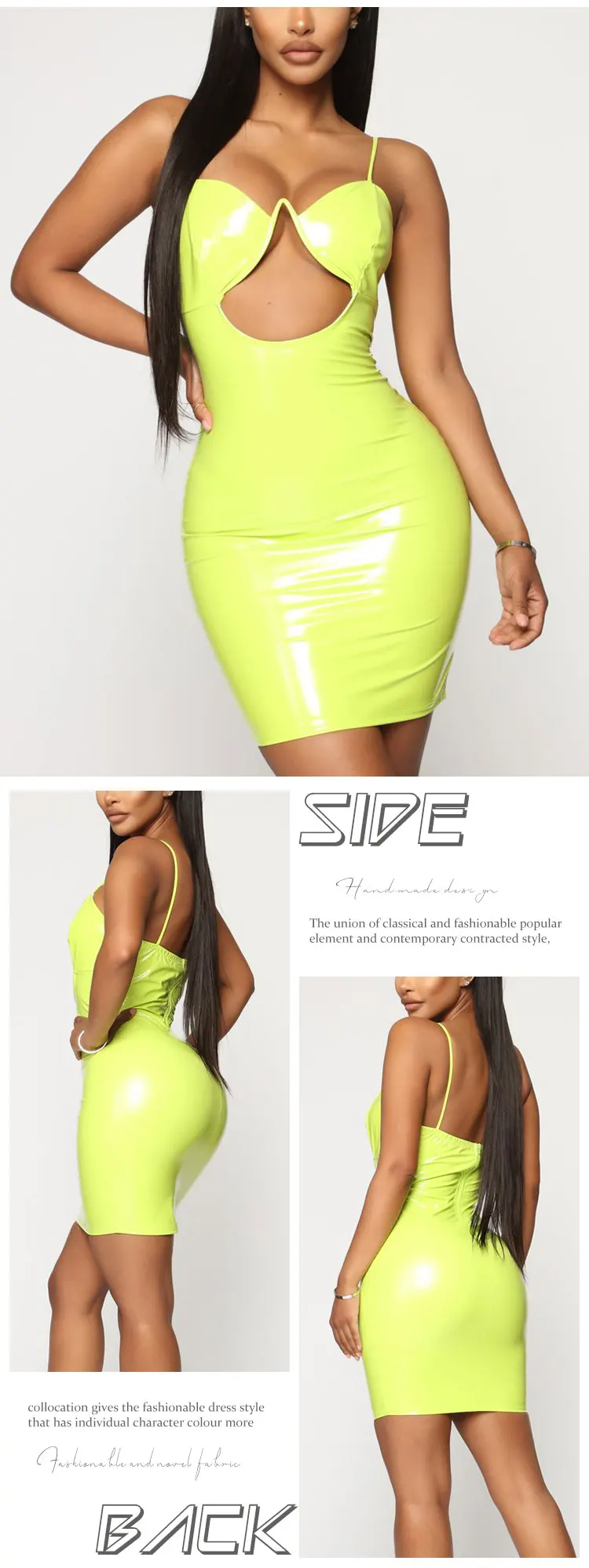 latex lime green dress