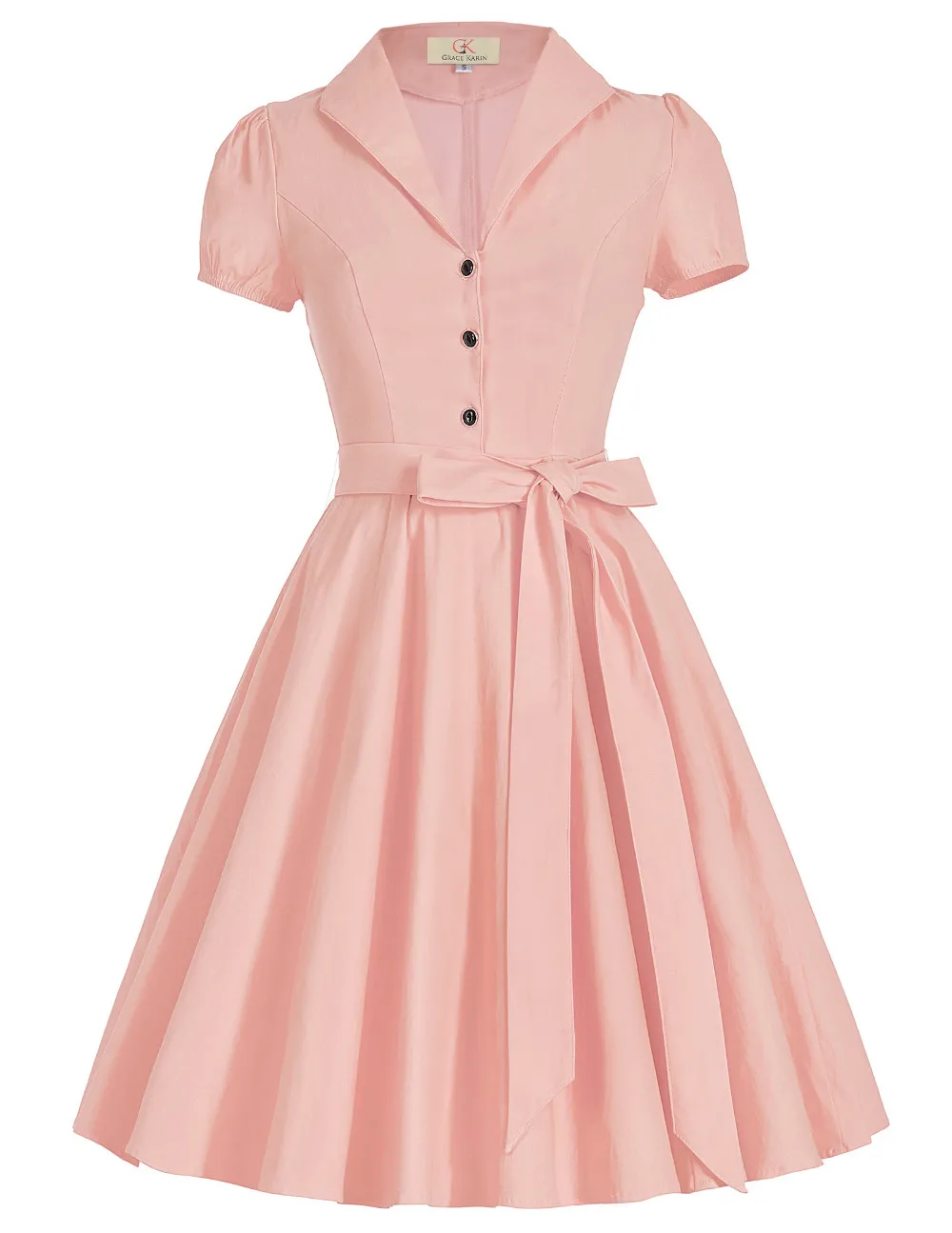 Women 50s Vintage Dress Summer Style 2017 Short Sleeve Lapel Women 50s Vintage Dress Summer Style