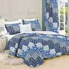 Soft printing 3pcs bedspread patchwork washed quilt with polyester filling